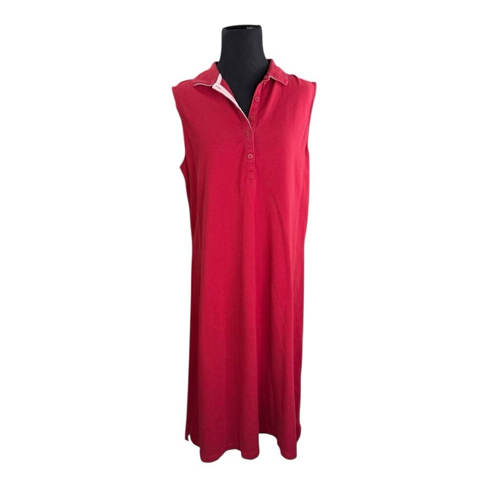 Sleeveless Polo Dress Light Red Lands‎ End Women's Sz XL Tall Old Money